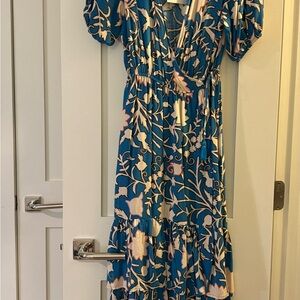 Knox Rose Blue and Cream Floral Midi Dress